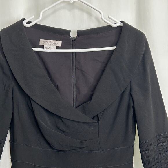 Kay Unger New York Black Sheath Cocktail Party Dress Size 8 - Picture 4 of 13